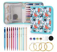 Coopay 12 Pièce Crochet Tunisien Interchangeable de 3 à 10mm avec Fil de 40/60/80/100 cm, 10cm Long Crochet Coloré pour Débutants & Pro, Aiguille Crochet Afghan pour Crocheter Tapis, Écharpe, Sac Chat