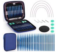 Coopay 13 Paires Aiguilles Circulaires Tricot Interchangeable, 3,0-10,0mm, Kit Tricot Debutant, Aiguille à Tricoter en Aluminium, Aiguille Circulaire Tricot pour Layette, Pull, Écharpe - Bleu