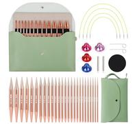 Coopay 13 Paires Aiguilles Circulaires Tricot Interchangeable de 3,0-10,0mm, Aiguille à Tricoter en Aluminium, Kit Tricot Debutant, Aiguille Circulaire Tricot pour Layette, Pull, Écharpe - Vert