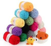Coopay 15 Couleurs Laine à Crocheter pour Débutants, 15 x 25g de Laine Douce Colorée pour Crochet Tricot, 4 Brin de Fil à Crocheter pour Enfants en Acrylique, Laine à Tricoter Amigurumi Poupées
