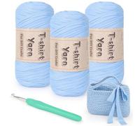 Coopay 3 x 200 g - Fil pour t-shirt à crochet - Fil textile pour débutants | Fil de ruban avec crochet de 5,5 mm, fil à crochet en polyester pour sacs, paniers, dessous de verre, coussins de siège