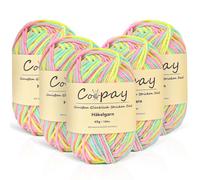 Coopay 5 Pelote de Laine à Tricoter Dégradé, 225g, Multicolore Laine Crochet Doux, 5 Brins Fil à Tricoter, Crochet Tricot pour Layette, Écharpe, Chaussettes - Rose Vert