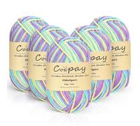 Coopay 5 Pelote de Laine à Tricoter Dégradé, 225g, Multicolore Laine Crochet Doux, 5 Brins Fil à Tricoter, Crochet Tricot pour Layette, Écharpe, Chaussettes - Violet Jaune Bleu