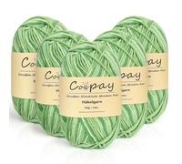 Coopay 5 Pelote de Laine à Tricoter Dégradé, 225g, Multicolore Laine Crochet Doux, 5 Brins Fil à Tricoter, Crochet Tricot pour Layette, Écharpe, Chaussettes - Vert Pomme