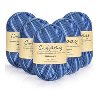 Coopay 5 Pelote de Laine à Tricoter Dégradé, 225g, Multicolore Laine Crochet Doux, 5 Brins Fil à Tricoter, Crochet Tricot pour Layette, Écharpe, Chaussettes - Bleu Violet