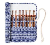 Coopay Aiguilles à tricoter courtes en bambou de 25 cm, ensemble d'aiguilles à tricoter en bois léger avec étui de transport, aiguilles chaudes en bambou pour mains d'arthrite, coffret cadeau pour