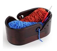 Coopay Bol à fil elliptique - Double avec grande capacité - Super grand bol à tricoter en bois pour laine - Bol lisse pour laine - Grand bol en bois pour projet de crochet et de tricot - 28,5 x 15,5 x