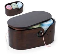 Coopay Bol à Fil Ovale, Bols à Fil en Bois pour Crochet et Tricot, Bol Support à Laine de Crochet Ovale Extra Large avec Couvercle, Support à Fil Fait Main pour Rangement de Fil à Tricoter, Prévient