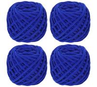 Coopay Chunky Lot de 4 pelotes de laine épaisse pour crochet, 90 g chacune, à tricoter, épaisses, pelucheuses, douces, épaisses et moelleuses, pour couvertures, écharpes, poupées, bleu saphir