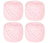 Coopay Chunky Lot de 4 pelotes de laine épaisse pour crochet, 90 g chacune, à tricoter, épaisses, pelucheuses, douces, épaisses et moelleuses, pour couvertures, écharpes, poupées, rose clair