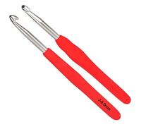 Coopay Crochet 6,0 mm 2 crochets, crochets en métal solide de taille UK, crochets ergonomiques avec poignées souples pour les mains souffrant d'arthrite, crochets légers pour débutants et