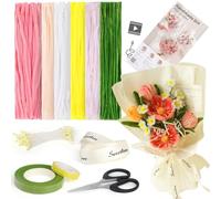 Coopay Cure Pipe, Fil Chenille, 330 pièces Cure-Pipe avec Vidéo, Cure-Pipes pour Bricolage, Ruban de Fleuriste et Tige Fleur pour Fabriquer Fleurs de Cerisier, Laine Chenille Loisir Creatif
