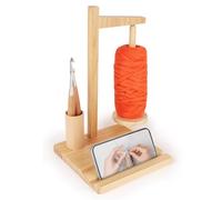 Coopay Dévidoir à Laine, Porte-Fil Magnétique pour Crochet Tricot, Dérouleur Pelote de Laine, Bobineuse en Bois Multifonctionnelle avec Support pour Téléphone, Porte Pelote de Laine, Naturel A