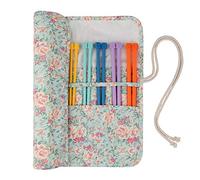 Coopay Ensemble D'Aiguilles à Tricoter Courtes 25 cm avec Sac en Coton à Imprimé Fleuri,7 paires Aiguilles à Point Unique Droites G(4,0 mm) à N/P(10 mm),Idéal pour Enfants,Femmes et Amoureux du Tricot