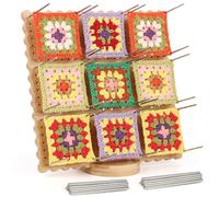 Coopay Grande Planche de Blocage Crochet, 29x29cm Bloqueur Granny Square Crochet, Planche Blocage Crochet Carré Granny en Bois, Accessoires de Crochet Tricot, avec 30 Tiges de Métal