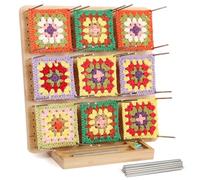 Coopay Grande Planche de Blocage Crochet, 29x29cm Bloqueur Granny Square Crochet, Planche Blocage Crochet Carré Granny en Bois, Accessoires de Crochet Tricot, avec 30 Tiges de Métal