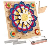 Coopay Grande Planche de Blocage Crochet, 33x33cm Pliable Bloqueur Granny Square Crochet, Planche Blocage Crochet Carré Granny en Bois, Accessoires de Crochet Tricot, avec 30 Tiges de Métal