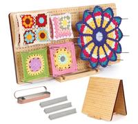 Coopay Grande Planche de Blocage Crochet, 57x29cm Pliable Bloqueur Granny Square Crochet, Planche Blocage Crochet Carré Granny en Bois, Accessoires de Crochet Tricot, avec 40 Tiges de Métal