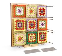 Coopay Granny Square Grand tendeur carré 29 x 29 cm Planche de blocage pour Granny Square Crochet et 30 bâtons fixes en acier inoxydable Planche de blocage en bois Crochet pour projets de tricot et de