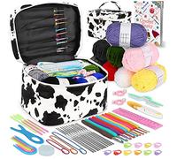 Coopay Kit Crochet Debutant Complet Portable, Accessoires avec 8 Laine pour Crochet Tricot, 9 Aiguilles à Crochets Ergonomiques avec Manche en Caoutchouc, Kits de Crochet pour Crocheter Poupée, Déco