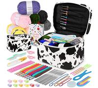 Coopay Kit de crochet pour débutants, 63 pièces avec instructions (français non garanti) et 8 fils pour crocheter amigurumi, kit de démarrage de crochet portable, crochets complets et accessoires de