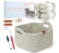Coopay Kit de crochet pour débutants - Panier carré - Instructions de crochet incluses - Kit DIY pour paniers - Apprendre avec un fil épais de 4,5 mm