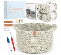 Coopay Kit de Crochet pour Débutants - Paniers Ronds - Instructions DIY avec Fil Épais et Crochet de 4,5 mm - Apprentissage pour Débutants
