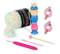 Coopay Kit de Tricotin, 7 pièces Tricotin en Bois Français, Idéal pour Tricoter, Kit à tricoter en Bois, Outil de Crochet Tricot pour Fabriquer Bracelets Colliers