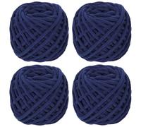 Coopay Laine Chenille Chunky Douce, 4 x 90g, Laine Épaisse pour Tricoter, Fil Pelucheux, Douillet pour Couvertures, Écharpes, Poupées - Bleu Marine