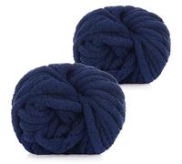 Coopay Laine épaisse à crocheter, 2x240g Laine douce à tricoter à la main, Laine Soft Chunky à tricoter, Laine encombrante à tricoter au bras, xxl Laine pour couvertures, coussins - Bleu marine