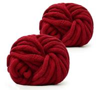 Coopay Laine épaisse à crocheter, 2x240g Laine douce à tricoter à la main, Soft Chunky Laine à tricoter, Laine à tricoter au bras, xxl Laine pour couvertures, coussins, nids d'animaux - Jujube Rouge