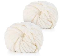 Coopay Laine épaisse à crocheter, 2x240g Laine douce à tricoter à la main, Soft Chunky Laine à tricoter, Laine à tricoter au bras, xxl Laine pour couvertures, coussins, nids d'animaux - Blanc laiteux