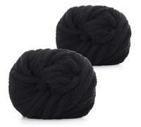 Coopay Laine épaisse à crocheter, 2x240g Laine douce à tricoter à la main, Soft Chunky Laine à tricoter, Laine à tricoter au bras, xxl Laine pour couvertures, coussins - Noir
