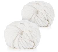 Coopay Laine épaisse à crocheter, 2x240g Laine douce à tricoter à la main, Soft Chunky Laine à tricoter, Laine encombrante à tricoter au bras, xxl Laine pour couvertures, coussins - Blanc