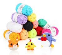 Coopay Laine pour crochet, 12 couleurs, pour débutants, 25 g de laine Amigurumi multicolore, convient pour les crochets de 2 à 4 mm, fil à crochet pour crochet, tricot et artisanat, bon cadeau pour