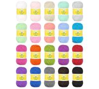 Coopay Lot de 20 pelotes de fil 100 % coton pour crochet, Amigurumi, 8 plis en coton laiteux doux DK pour crochet et tricot, idéal pour les débutants et les loisirs créatifs colorés