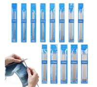 Coopay Lot de 65 aiguilles à tricoter à double pointe en acier inoxydable - Aiguilles à tricoter courtes et droites de 15 cm - Pour chaussettes et petits projets - 1,5 mm à 5 mm - Jeu d'aiguilles à