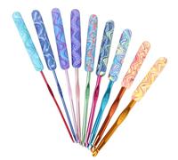 Coopay Lot de 9 crochets avec poignée souple, manche en argile, métal massif - 9 pièces de 2,0 mm à 6,0 mm - Pour débutants, cadeaux