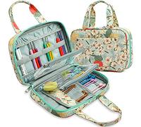 Coopay Organiseur de tricot et de crochet, trousse de rangement pour aiguilles circulaires interchangeables,sac à main Snazzy avec poches zippées en vinyle,pour aiguilles circulaires interchangeables