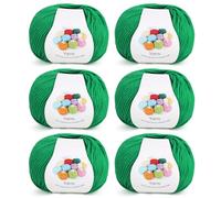 Coopay Pelotes de Laine à Tricoter, 6x45g, Laine Crochet Tricot Doux en Acrylique et Coton, 4 Brins, Fil à Crocheter pour Layette, Écharpe, Carrés Granny Square - Vert