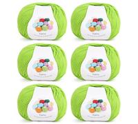 Coopay Pelotes de Laine à Tricoter, 6x45g, Laine Crochet Tricot Doux en Acrylique et Coton, 4 Brins, Fil à Crocheter pour Layette, Écharpe, Carrés Granny Square - Vert Gris