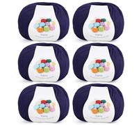 Coopay Pelotes de Laine à Tricoter, 6x45g, Laine Crochet Tricot Doux en Acrylique et Coton, 4 Brins, Fil à Crocheter pour Layette, Écharpe, Carrés Granny Square - Bleu Marine