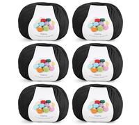 Coopay Pelotes de Laine à Tricoter, 6x45g, Laine Crochet Tricot Doux en Acrylique et Coton, 4 Brins, Fil à Crocheter pour Layette, Écharpe, Carrés Granny Square - Noir