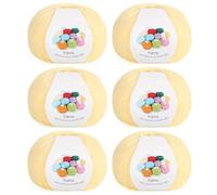 Coopay Pelotes de Laine à Tricoter, 6x45g, Laine Crochet Tricot Doux en Acrylique et Coton, 4 Brins, Fil à Crocheter pour Layette, Écharpe, Carrés Granny Square - Jaune Clair