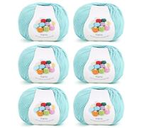 Coopay Pelotes de Laine à Tricoter, 6x45g, Laine Crochet Tricot Doux en Acrylique et Coton, 4 Brins, Fil à Crocheter pour Layette, Écharpe, Carrés Granny Square - Vert d'Eau Clair