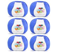 Coopay Pelotes de Laine à Tricoter, 6x45g, Laine Crochet Tricot Doux en Acrylique et Coton, 4 Brins, Fil à Crocheter pour Layette, Écharpe, Carrés Granny Square - Bleu Foncé