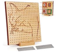 Coopay Planche de Blocage Crochet, 25x25cm Bloqueur Granny Square Crochet, Planche Blocage Crochet Carré Granny en Bois, Motif de Chat Mignon, Accessoires de Crochet Tricot, avec 20 Tiges de Métal