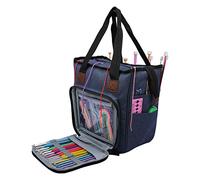 Coopay Sac Fourre-Tout à Tricoter Ultra Élégant et Durable Sac Rangement Tricot pour Aiguilles, Crochet et Pelote de Laine, Sac à Crochet pour Débutant et Professionnel - sans Accessoires (Bleu Égé)