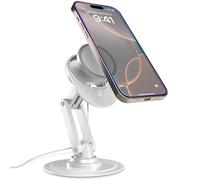 COOPER 360 MagBase, Support Compatible avec Le Chargeur MagSafe Apple (Non Inclus) pour iPhone 17, 16, 15, 14, 13, 12, Compatible avec AirPods, Mode Standby, Rotation 360° (Blanc Crème)