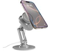 COOPER 360 MagBase, Support Compatible avec Le Chargeur MagSafe Apple (Non Inclus) pour iPhone 17, 16, 15, 14, 13, 12, Compatible avec AirPods, Mode Standby, Rotation 360° (Gris Sidéral)